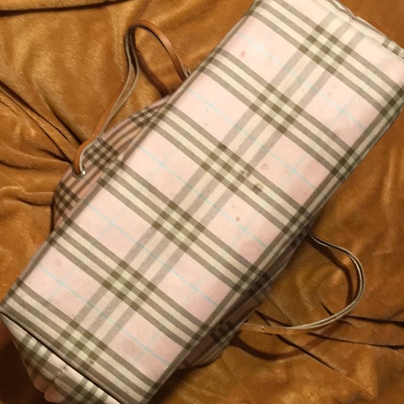 Burberry London Pink Nova Check Tote Shopper Distressed - Picture 14 of 15